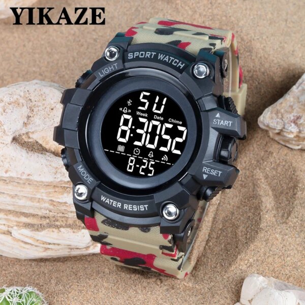 YIKAZE Sport Men's Watch Multifunction Military Men Watch Alarm Clock Big Dial Digital watches Waterproof Electronic Wristwatch