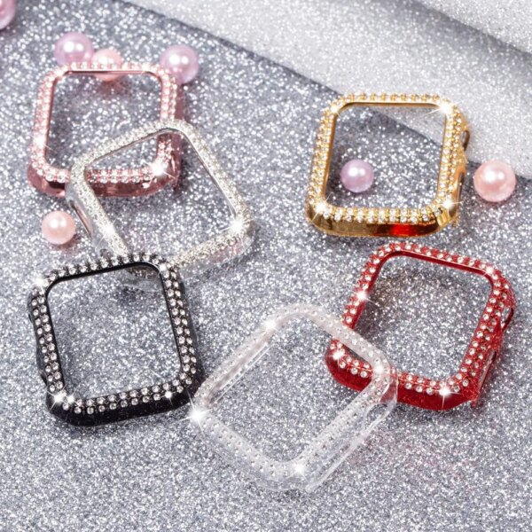 for Apple Watch Case 9/8/7 41mm 45mm Bling Rhinestone Women Protective Case Bumper Frame Cover iWatch Series 40mm 44mm 6/5/4 SE