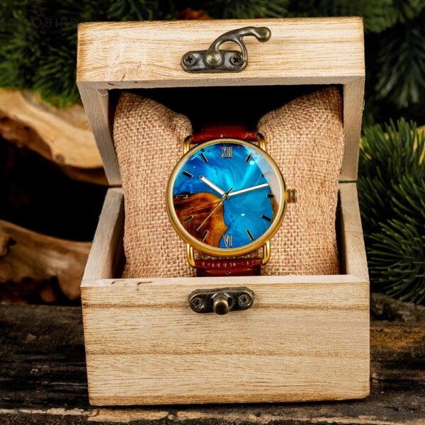 resin Man Watch Quartz Men's Watches BOBO BIRD Wood Wristwatch Male Timepiece Clock Blue Wrist Man Watch Customize Dropshipping