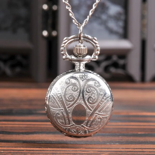 0   Silver Fruit Small Apple Pocket Watch Double-sided Pattern Hanging Chain Watch Watch Boy Girl Small Gift Pocket Watch