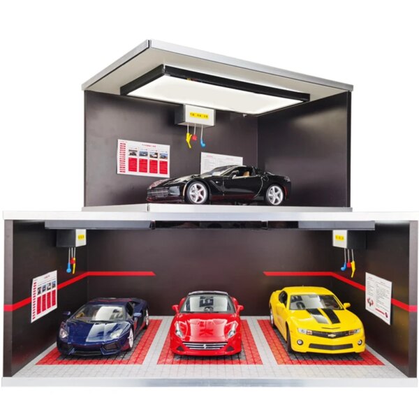 1:18 Scale Toy Car Underground Garage Parking Lot Model Scene Dustproof Display Box Display Cabinet Hobby Collectibles In Stock