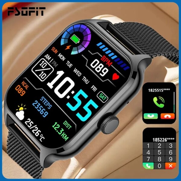 1.73-inch Full Touch Screen Smart Watch Men Women Bluetooth Call BT Music Sports Heart Rate Fitness Tracker Fashion Smartwatch