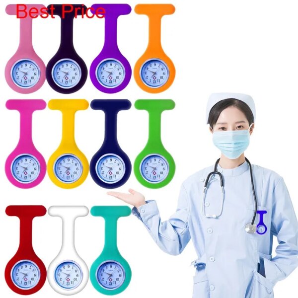 100Pcs/lot Wholesale Fashion Nurse Watch Women Pocket Watch Clip-on Heart Pendant Hang Quartz Clock for New Doctor Nurse Watches