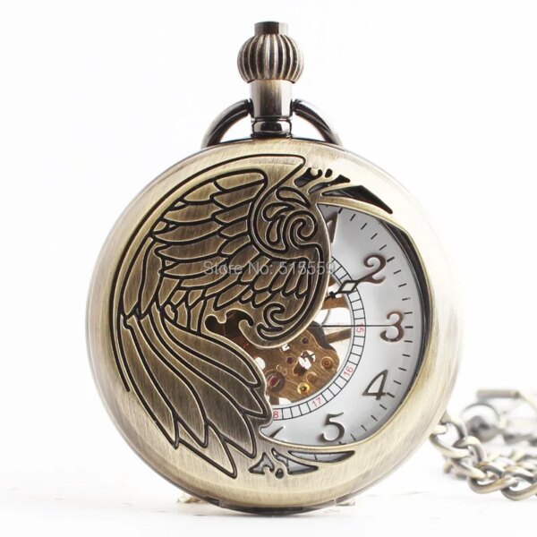 10pcs/lot Father's Day Gift  High Quality Steampunk Bronze  Phoenix Mechanical Pocket Watch Vintage Roman Dial Pocket Watch