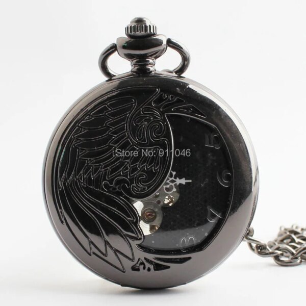 10pcs/lot Vintage Black Phoenix Mechanical Hand Wind Pocket Watch Factory Price Antique Pocket  Watches