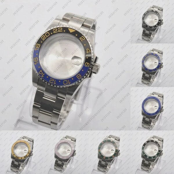 40mm Black PVD Case Sapphire Glass Black Fit ETA2836 NH35/36 Mingzhu DG2813/5833 Miyota 8215/8205 Back Transparent Glass