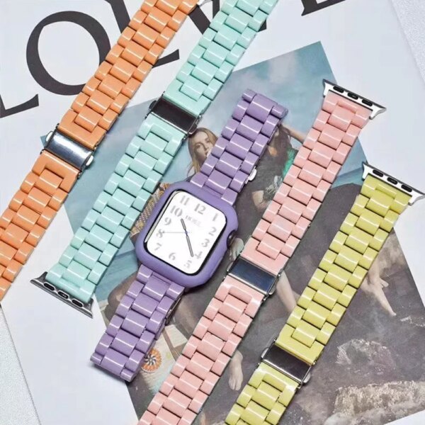 For Apple Watch Multi Color Strap Ultra 2 49mm 44mm 41mm 45mm For iWatch Series 9 8 7 6 5 SE 4 3 Plastics Three Bead Watch Band