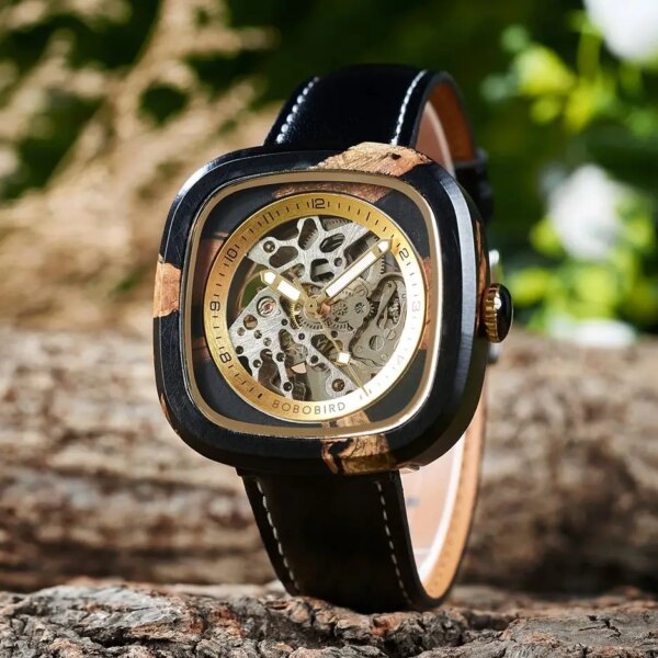 BOBO BIRD Mens Automatic Watches Colorful Resin Self-wind Mechanical Wrist Watch Support OEM Customized Drop Shipping