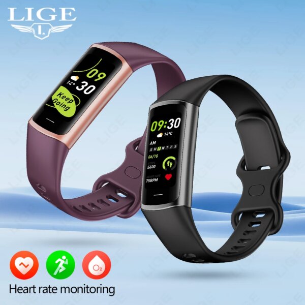 LIGE Sport Smart Bracelet Fitness Tracker For Man Women Band Waterproof Connected Phone Tracker Men Smart Watch For Android ios