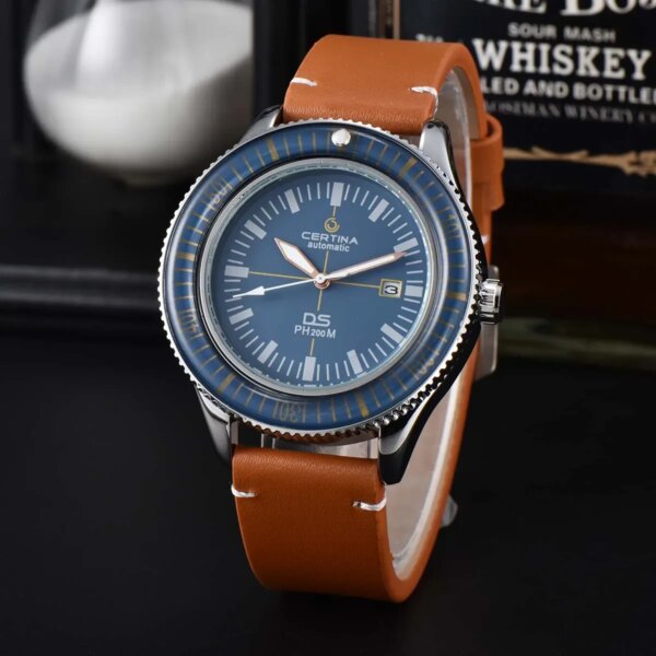 Certina DS PH200M Quartz Watch Men's Luxury Watch Business Casual Fashion Men Watches Leather Waterproof Watch for Men Big Dial