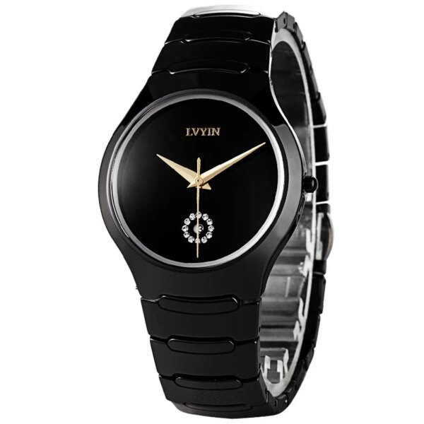 LVYIN Ceramic Couple Watches Brand Luxury Black Lover Women Men Relojes Hombre With Box Quartz Calendar Dress Watches