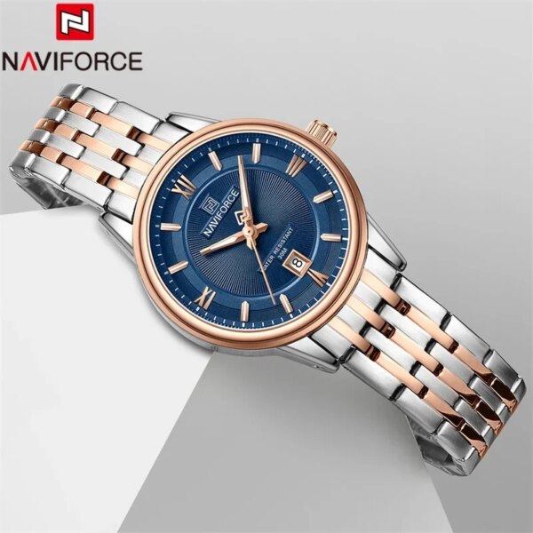 NAVIFORCE Top Luxury Brand Women Watch Quartz Lady Wristwatch Elegant Stainless Steel Bracelet Female Girl Fashion Clock 8040