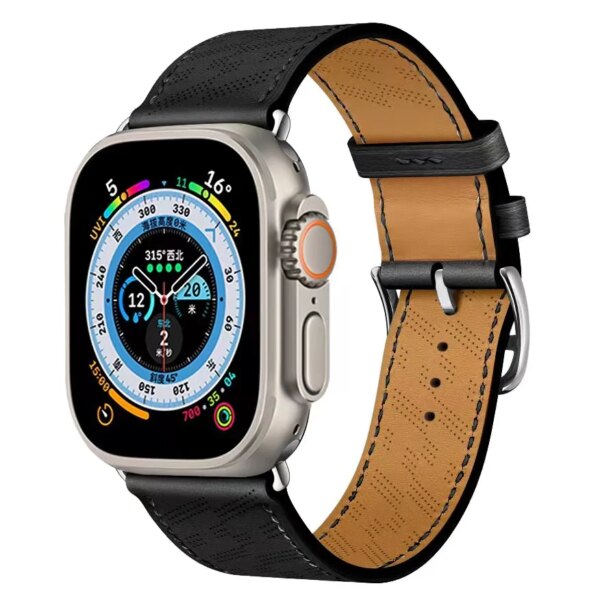 Leather Strap For Apple Watch Ultra Band 49mm 45mm 44mm 41mm 40mm 42mm 38mm Breathable Bracelet Belt iWatch 9 8 7 6 5 4 3 SE2