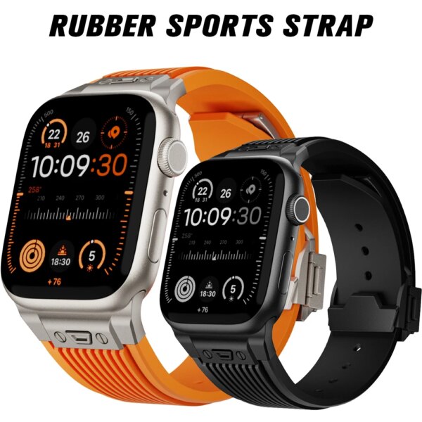 Sports Rubber Band For Apple Watch Ultra 2 49mm 45mm 44mm 42mm Soft Silicone Strap For iWatch Series 9 8 7 6 5 4 se Men Bracelet