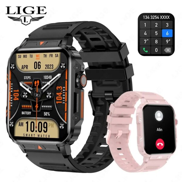 LIGE Smartwatch 1.95 Inch Screen Health Monitoring Watches IP68 Waterproof Sport Fitness Smart Watch For Men Women Reloj Hombre