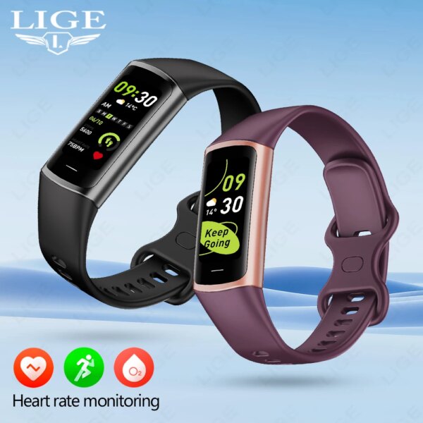 LIGE Sport Smart Bracelet Fitness Tracker For Man Women Band Waterproof Connected Phone Tracker Men Smart Watch For Android ios