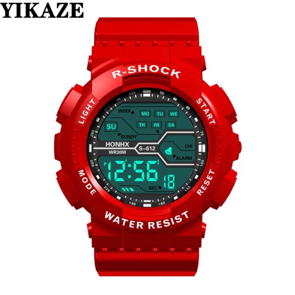 YIKAZE Multifunction Men's Sports Watch LED Digital Watch Big Dial Waterproof Luminous Men Sport Watch Electronic Watches