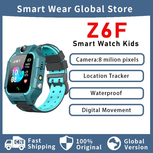 Kids Smart Watch Z6f Sos Phone Watch Ip67 Waterproof Remote Photo Voice Chat Smartwatch Compatible For Ios Android Child Gifts