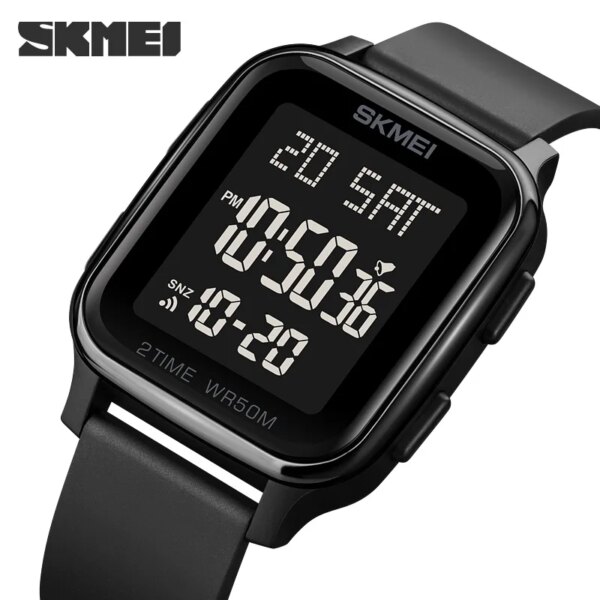 SKMEI 1858  Clock reloj hombre Fashion LED Light Digital Watch Mens 5Bar Waterproof Calendar Countdown Electronic Wristwatches