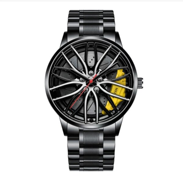 Car Watches For Men,Waterproof Stainless Steel Quartz Wrist Watch Sports Men’s Watches With Car Wheel Rim Hub Design