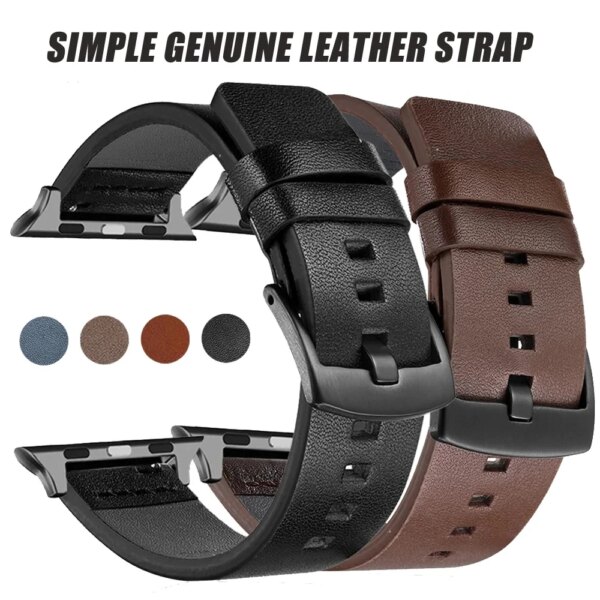 Genuine Leather Strap for Apple Watch Ultra 2 Band 49mm 9 8 7 45mm 41mm High Quality Strap for IWatch Series 6 SE 5 4 44mm 40mm