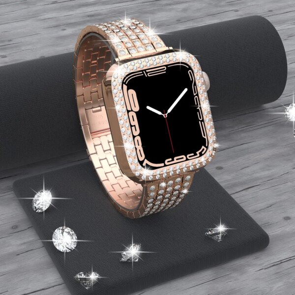 Case+Diamond strap for Apple watch band 40mm 41mm 38mm 45mm 44mm 42mm Metal watchband iWatch Series 9 8 3 4 5 6 se 7 bracelet