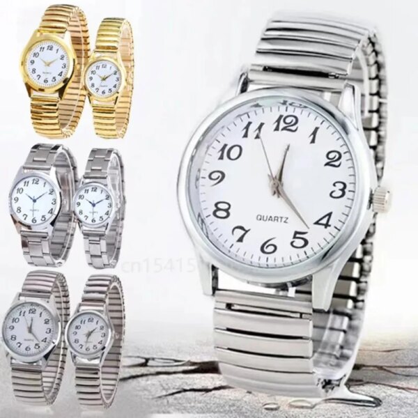 Man Women Couple Wrist Watches Stainless Steel Band Alloy Lovers Business Quartz Movement Wristwatch Elastic Strap Band Watch 시계