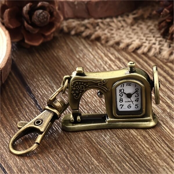 1PC Vintage Necklace Watch Clothes Car Pocket Watch Sewing Machine Quartz Pocket Watch Small Wall Watch Keychain Watch