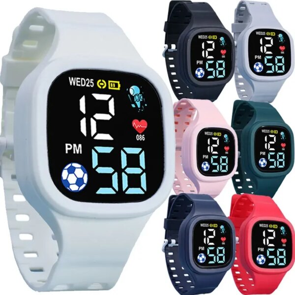 1PCS Children's LED Digital Watch Boy Girl Sport Waterproof Smart Watches Strap Electronic Wristwatches Multifunction Clock