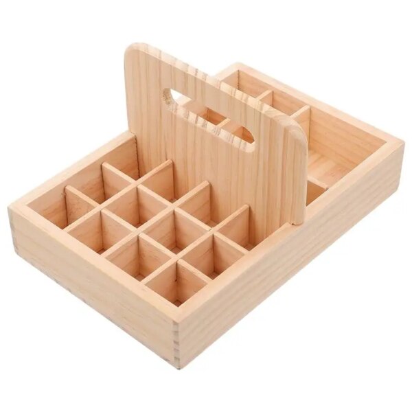 1Pc 21 Slots Salon Beauty SPA Essential Oil Bottles Display Shelf Wooden Storage Stand Essential Oil Organizer Tote Display Box