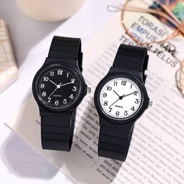 1Pc Black Children's Watches Silicone Strap Soft Small Wrist Watches Teen Boys Girls WristWatch Unisex Kids Watches