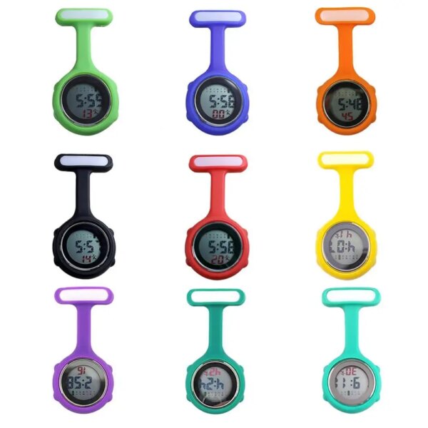 1Pc Mini Nurse Pockets Watch New Clip-On' Fob Watches Women's Round 6 Digits Display Dial Fob Brooch Pin Hanging Electric Watch