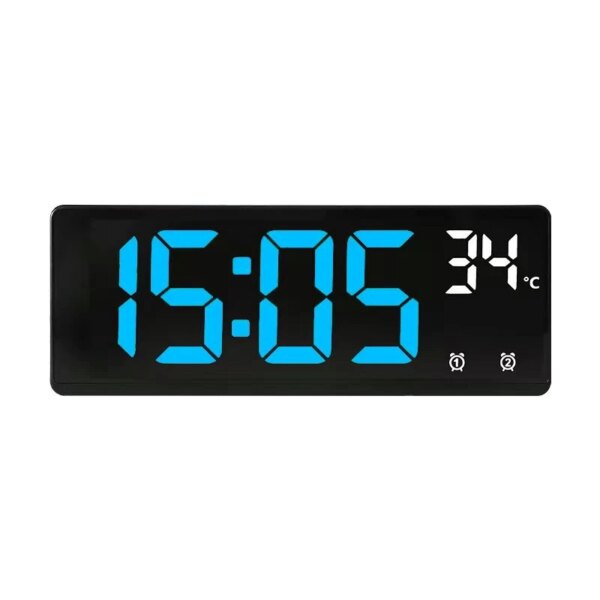 1Pc Voice Control Mirror Alarm Clock Digital Temperature Dual Alarm Snooze Desktop Table Clock Night Mode 12/24H LED Clock Watch