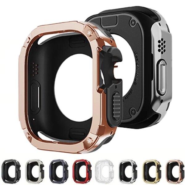 2 in 1 Case for Apple Watch Series 9/8/7 Ultra 41mm 45mm 40mm 44mm 49mm TPU + PC Shockproof Protector Bumper for iwatch 6/5/4/se