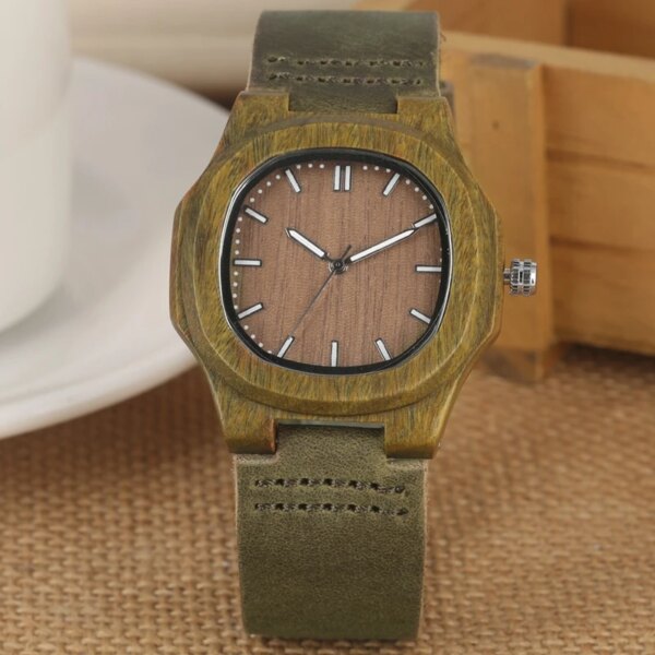 2020 New arrivals Wood Watch Natural Light Wooden Face Fashion Genuine Leather Bangle Unisex Gifts for Men Women Reloj de madera