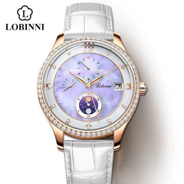 2022 New Design Women Watches Elegant White Shell Dial Diamonds Reloj Mujer Automatic Mechanical Watches Luxury Relogio Feminino