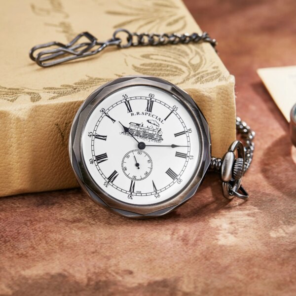 2023 Antique Silver London Pocket & Fob Watches Hand Wind Skeleton Men Women Mechanical Pocket Watch With Pendant Chain Necklace