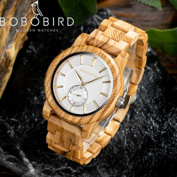 2023 New BOBOBIRD Man Watches Top Fashion Casual Clock Quartz Wristwatch Engraved Custom Logo Wooden Watch Great Gift Wood Box