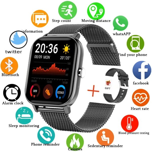 2023 New GT20 Bluetooth Call Men's Smart Watch Man 1.69 inch Full Touch Screen Fashion Watch Blood Pressure Sport Smartwatch Men