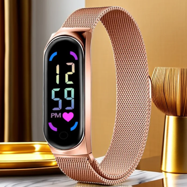 2023 New LED Women Watches for Girls Magnetic Watchband Strap Waterproof Touch Feminine Clock Digital Wristwatches Gift