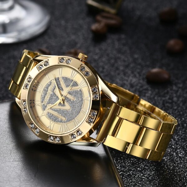 2023 Women Crystal Diamond Watches Luxury Brand Gold WristWatch Stainless Steel Women's Watch Clock Leisure Reloj Mujer TVK