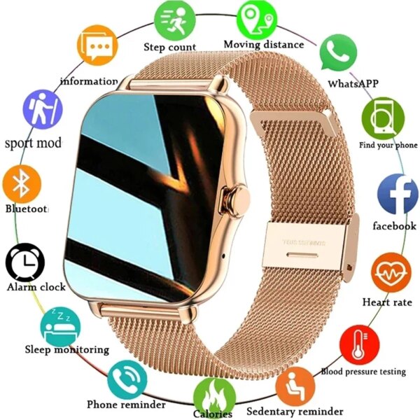 2023 Women Smart Watch Men Full Touch Screen Heart Rate Fitness Tracker Ladies Watch Bluetooth Call Smart Clock for Android IOS