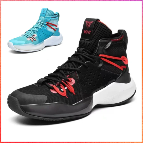 2023 Youth Students All-match Basketball Shoes Size 39-46 High Top High-elastic Contrast Color Lace-up Basket Sneakers