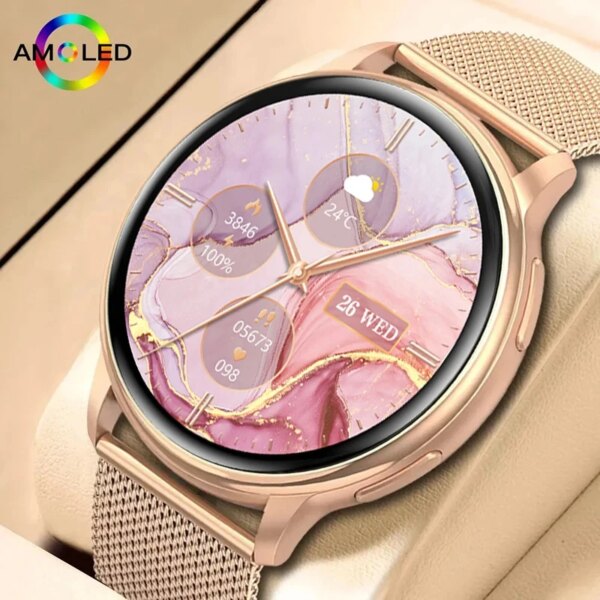 2024 Bluetooth Call Women Smart Watch Custom Dial Smartwatch For Android IOS Waterproof Full Touch Bracelet Clock ladies gifts