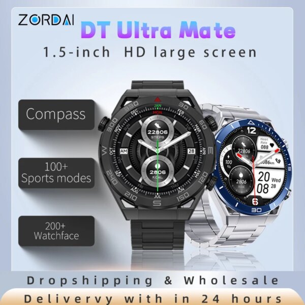 2024 DT Ultra Mate Smart Watch Sport NFC Waterproof BT Call Relojes Heart Rate Tracker Sleep Smartwatch for Men Women Hombre