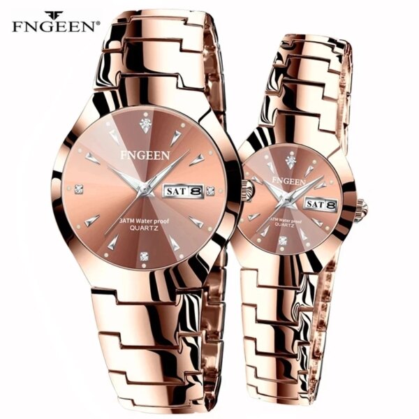 2024 FNGEEN 5808 Relogio Feminino Couple Watch Men Quartz watch for Lovers Luxury Womens wristwatch Stainless Steel Waterproof