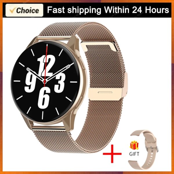 2024 Fashion Smart Watch Round Waterproof Smartwatch Bluetooth Calls Watches Men Women Fitness Bracelet Custom Watch Face +Box