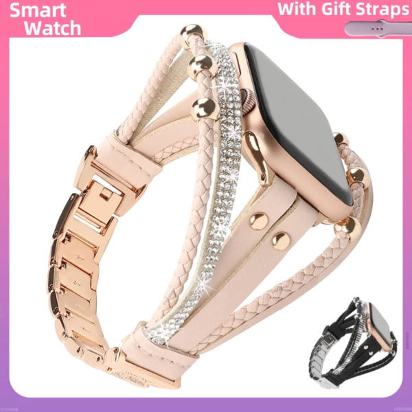 2024 Fashion Smart Watch Women's Gift Lady Sports Calorie Steps Fitness Bluetooth Connected Phone Smartwatch For iwatch Android