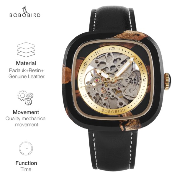 2024 New Arrival BOBOBIRD Men's Mechanical Watch With Unique Wooden Dail Stylish Timepiece Automatic Movement Fashion Accessory