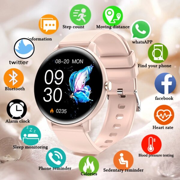 2024 New Fashion Bluetooth Call Smart Watch Women Voice Assistant Custom Dial Watch Health Monitor Sports Fitness Smartwatch Men